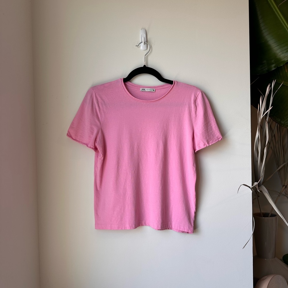 Zara Soft Pink Crew Neck Tee